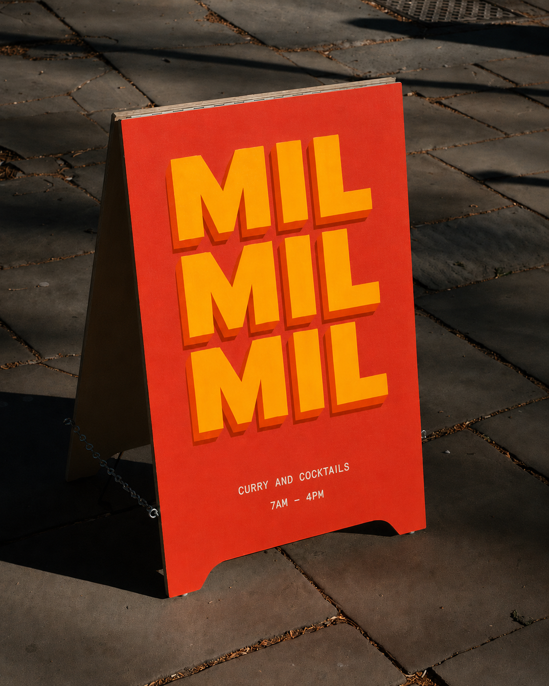 Mother In Law MIL MIL MIL pavement sign in Hackney, London