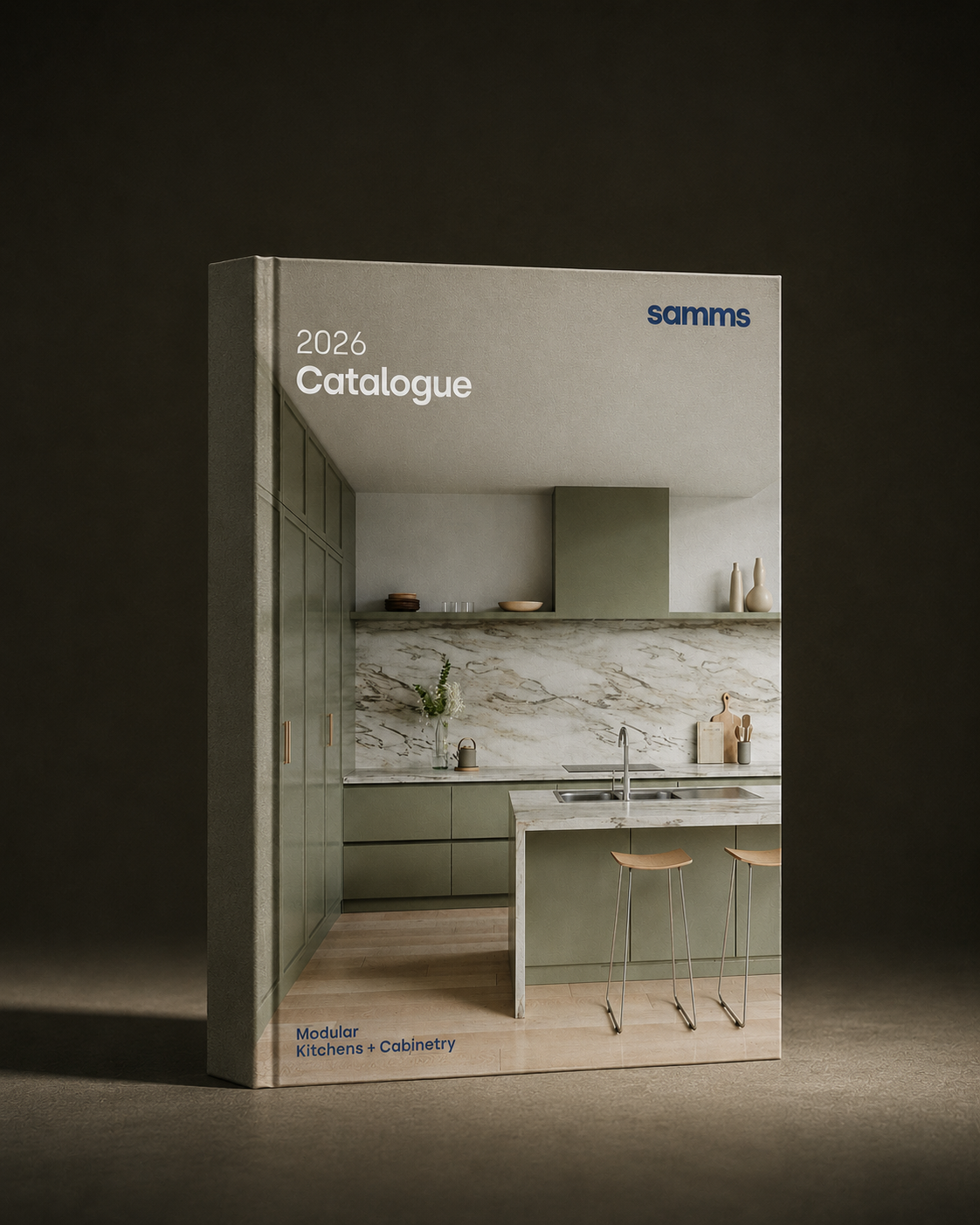 Samms 2026 modular kitchens and cabinetry catalogue standing in soft light