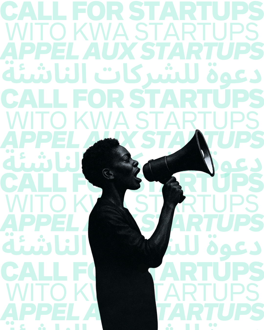 Baobab Call for Startups campaign artwork in four languages